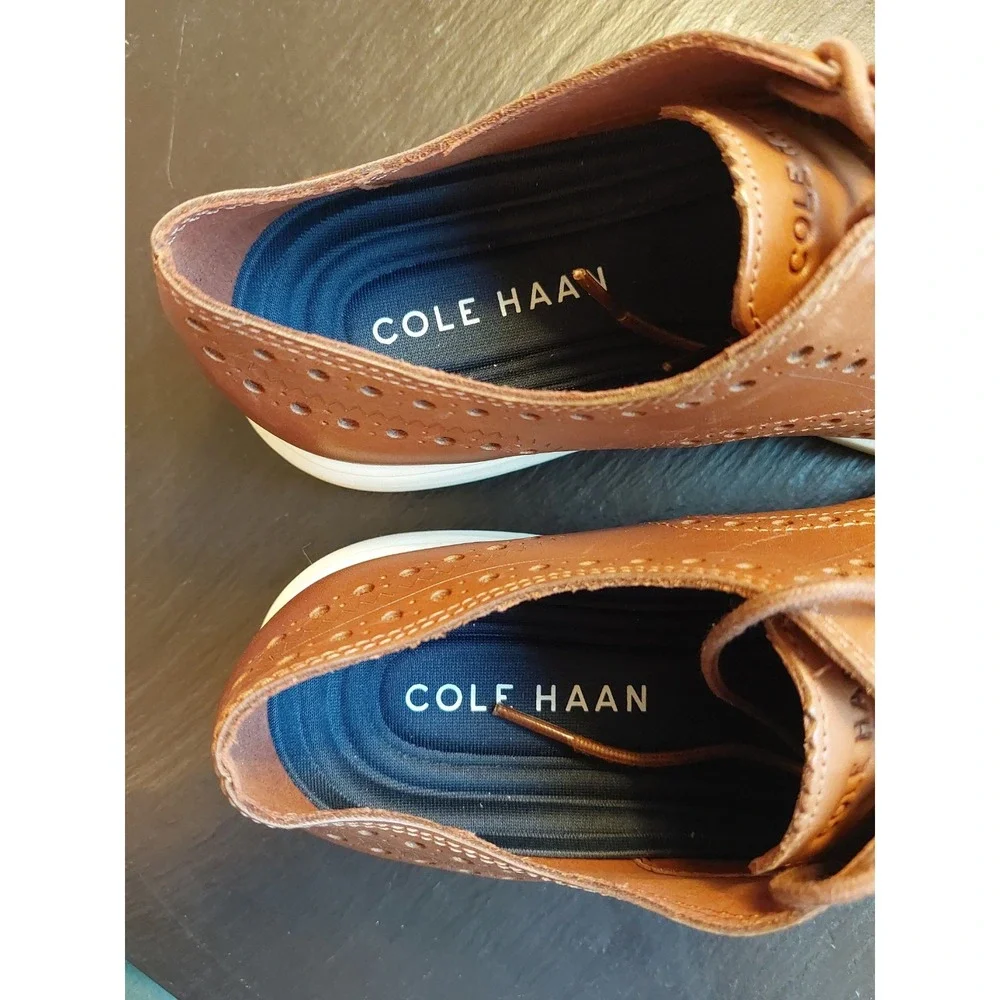 Cole Haan Men's Grand+ Wingtip Oxford Shoes C34022 British Tan Sz 8.5M NEW! $195